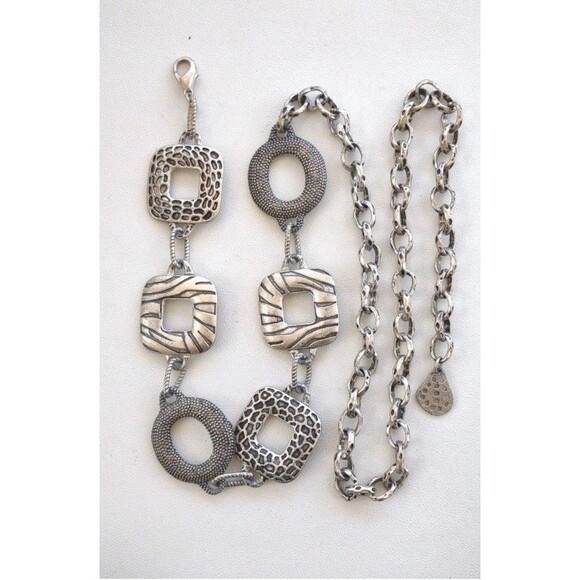 Vintage Silver Tone Animal‎ Print Women's Chain Belt Adj. 17"-40” - Picture 2 of 8